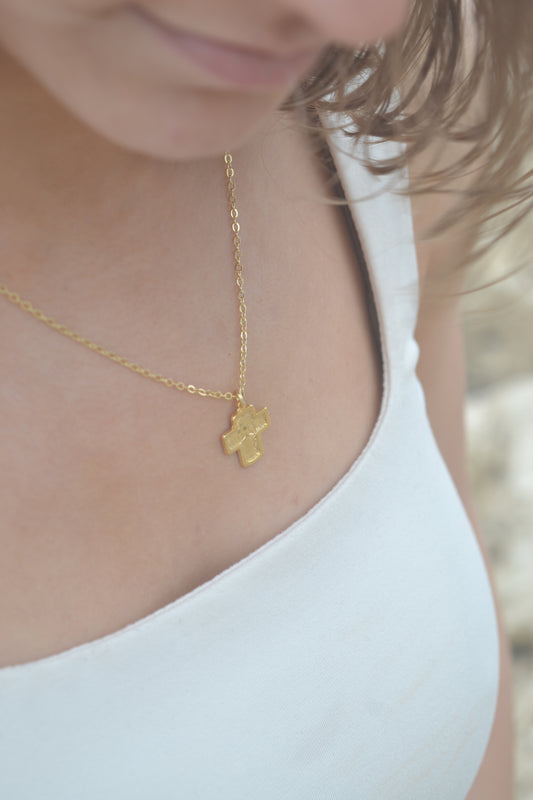 Stamped Cross Necklace